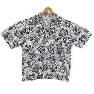 No Fear Shirt Mens XL Grey Hawaiian Short‎ Sleeve Damask Lounge Camp Vintage 90s